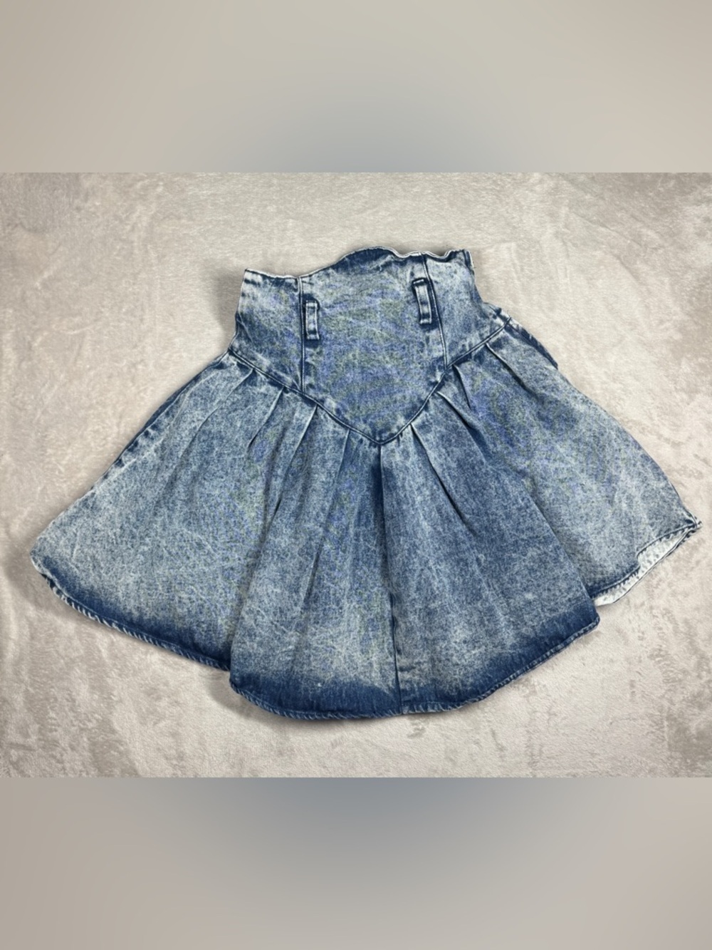 Vintage Jerry Leigh Basque Waist Acid Wash Style Denim 100% Cotton Mini Skirt 7
